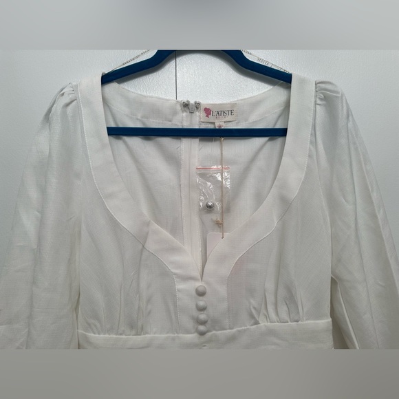 White Girly Dress with Floral Print - Picture 6 of 9